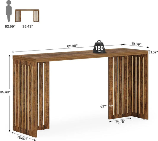 Pub Table, Industrial Bar Height Table, Rectangular High Top