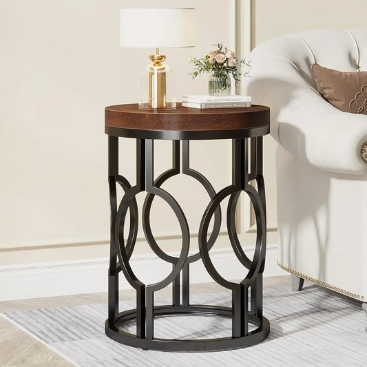 Round End Table, Small Nightstand for Living Room, Bedroom