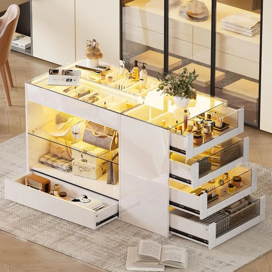 Island with Drawers, Armoire, Makeup Vanity