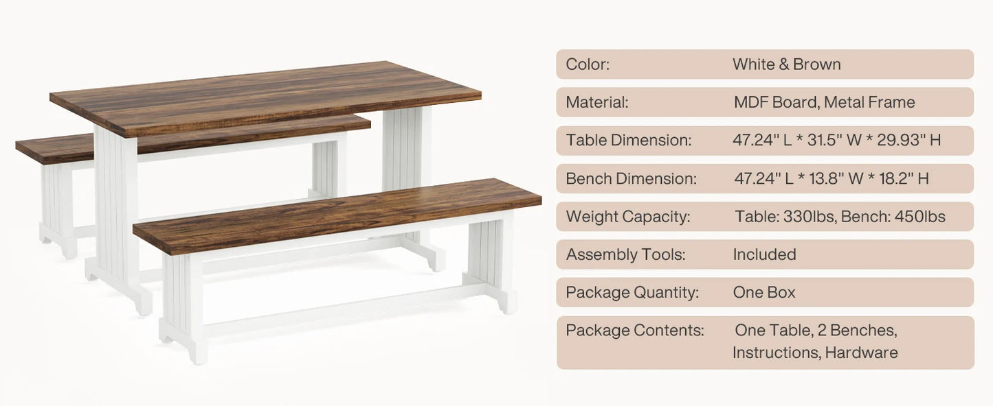 Kitchen Table with 2 Benches