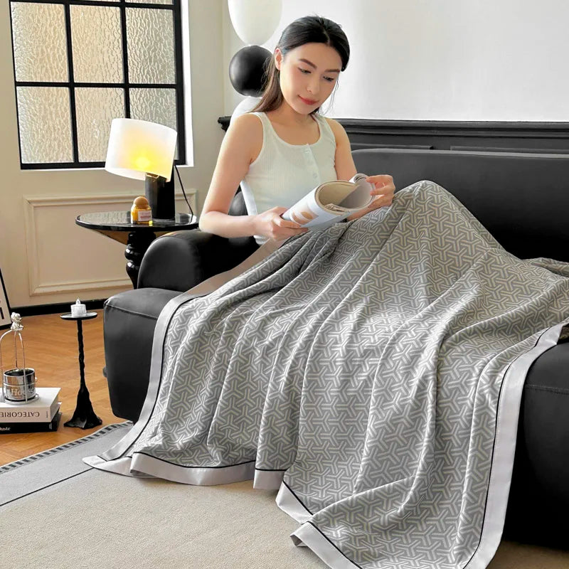 Summer Cooling Blanket for Beds. Solid Color Ice Cool Bedspread