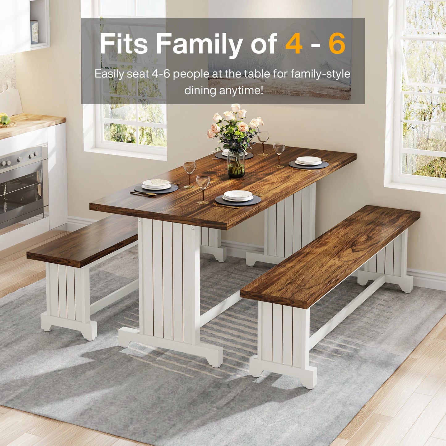Kitchen Table with 2 Benches