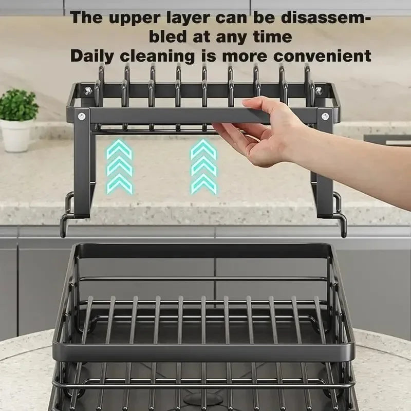 Dish Drying Rack & Drainboard Organizer for Kitchen Plates, Cutlery Storage