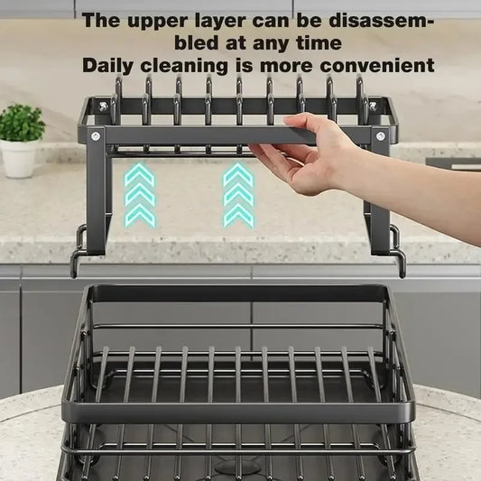 Dish Drying Rack & Drainboard Organizer for Kitchen Plates, Cutlery Storage