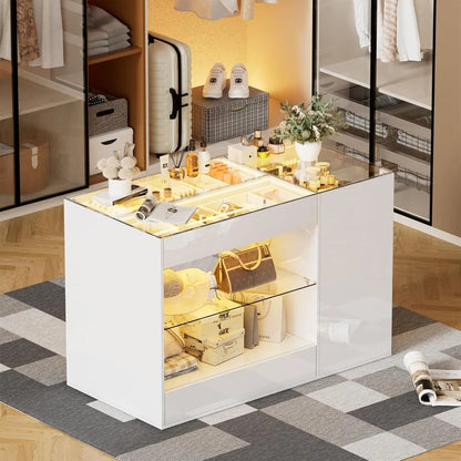 Island with Drawers, Armoire, Makeup Vanity