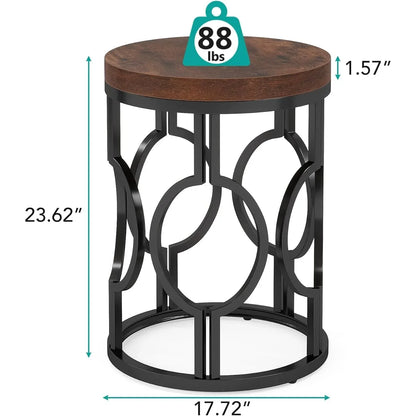 Round End Table, Small Nightstand for Living Room, Bedroom