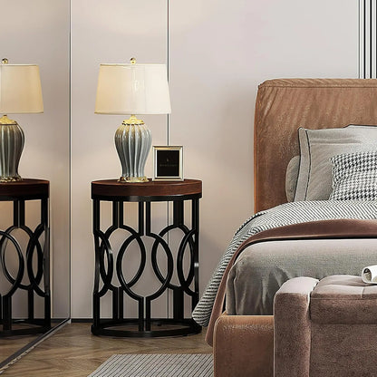 Round End Table, Small Nightstand for Living Room, Bedroom