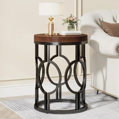 Round End Table, Small Nightstand for Living Room, Bedroom