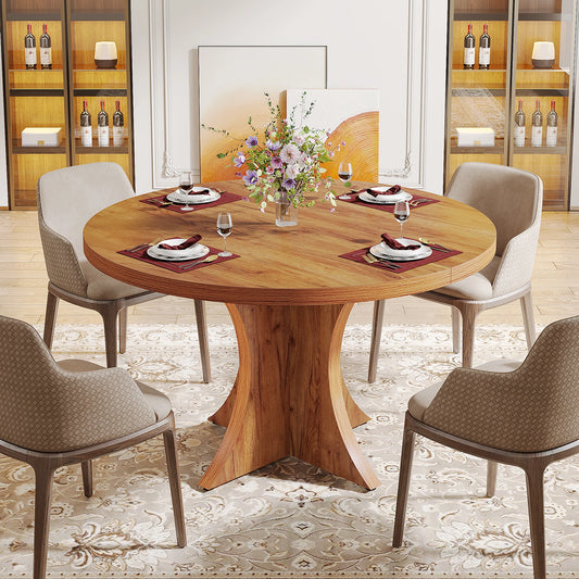 Round Kitchen Table for 4-6, with Pedestal Base