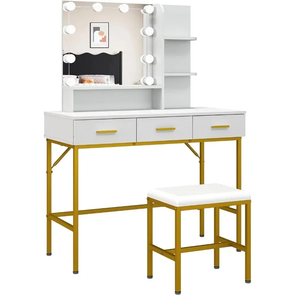 Vanity Table with Lighted Mirror