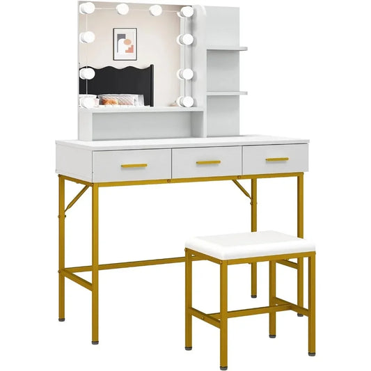 Vanity Table with Lighted Mirror