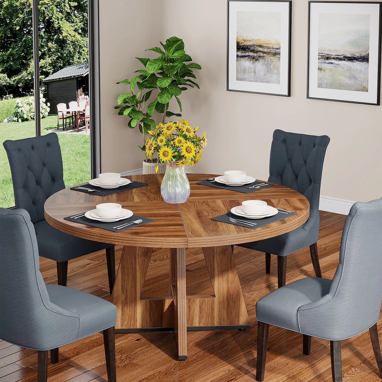 Round Dining Table for Farmhouse Kitchen