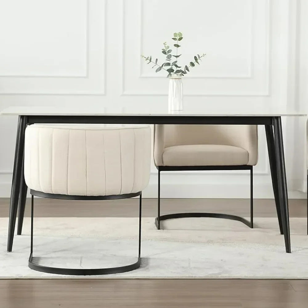 4 Upholstered Dining Room Chairs with Metal Legs