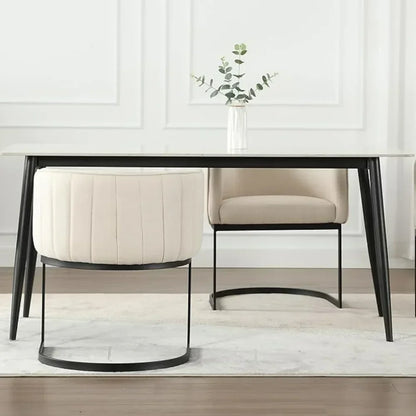 4 Upholstered Dining Room Chairs with Metal Legs