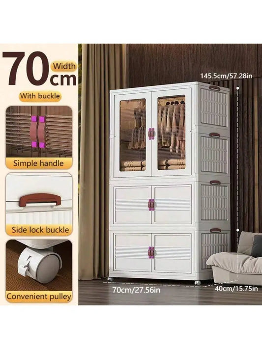 Folding Wardrobe + 3pcs Hanging Locker Bedroom Clothes