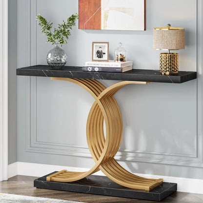 Gold Entryway Table, Faux Marble Narrow Wood Sofa