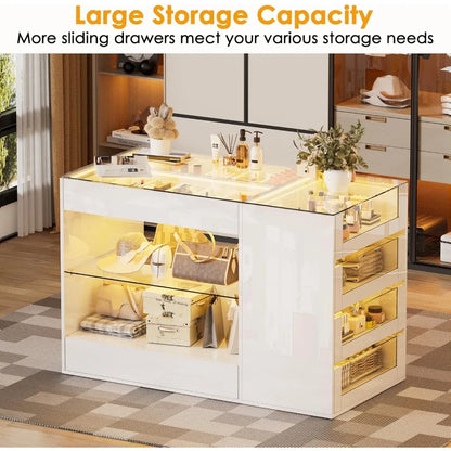 Island with Drawers, Armoire, Makeup Vanity