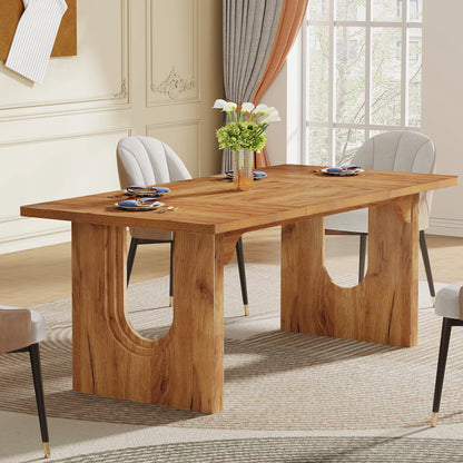 Dining Table for 6 to 8 People with Wood Pedestal Base,