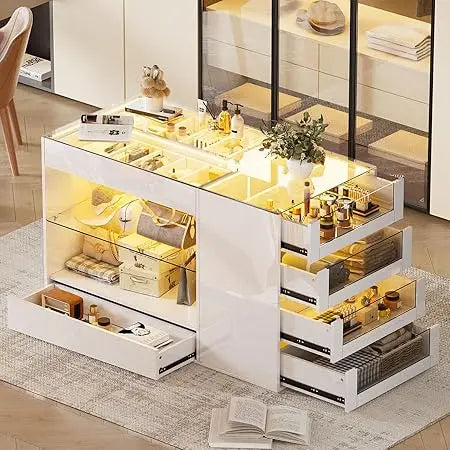 Island with Drawers, Armoire, Makeup Vanity