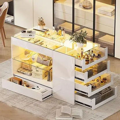 Island with Drawers, Armoire, Makeup Vanity