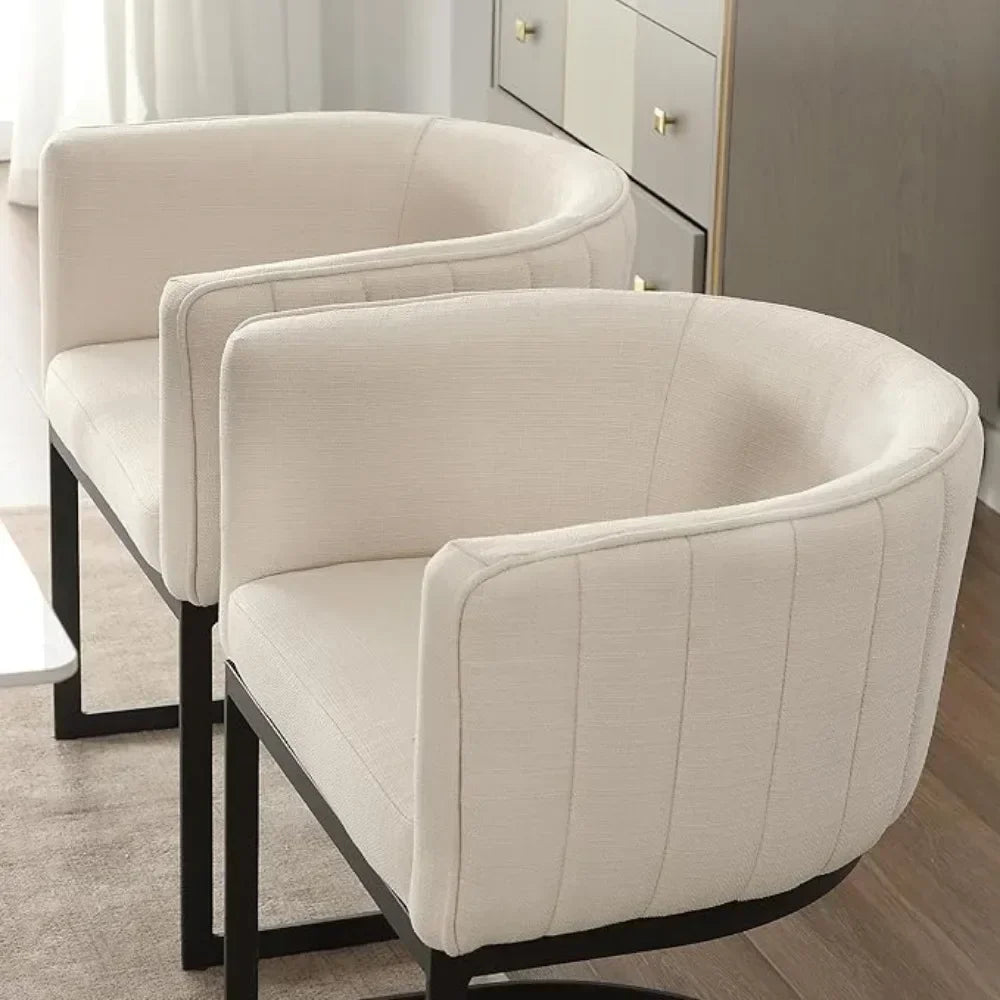 4 Upholstered Dining Room Chairs with Metal Legs