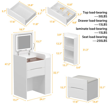 Modern makeup vanity desk with Flip mirror & LED lights
