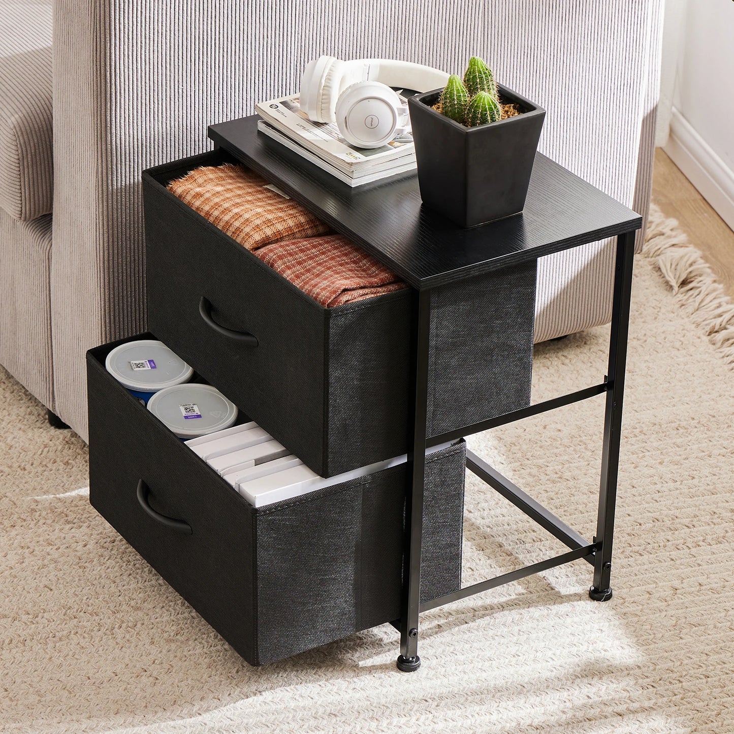 Nightstand Bedside Sofa Tea Table Storage Drawers