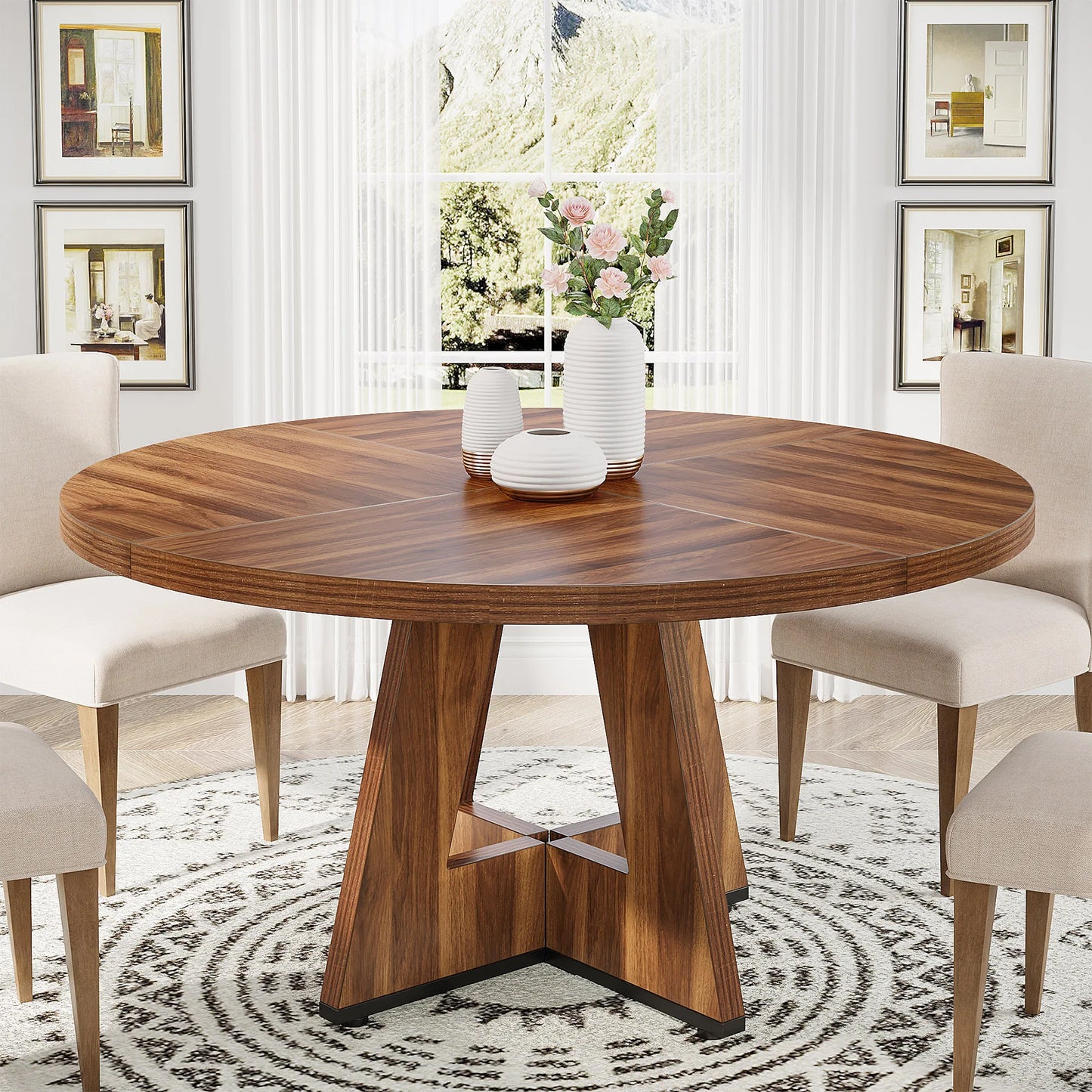 Round Dining Table for Farmhouse Kitchen