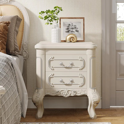 White Nightstand with 2 Drawers