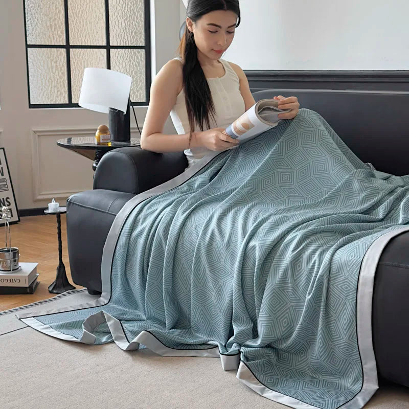 Summer Cooling Blanket for Beds. Solid Color Ice Cool Bedspread