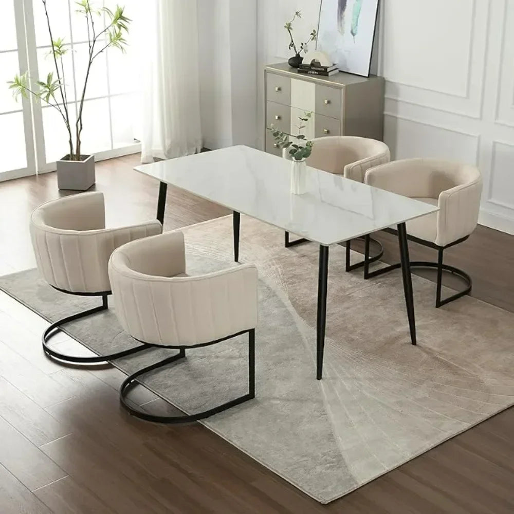 4 Upholstered Dining Room Chairs with Metal Legs