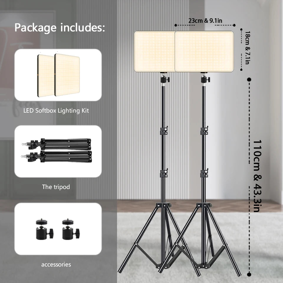 LED Video Lighting Selfie Light Photo Studio Lamp With Tripod to Shoot Live Streaming