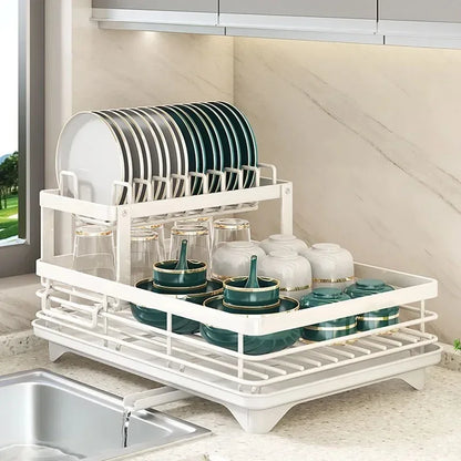 Dish Drying Rack & Drainboard Organizer for Kitchen Plates, Cutlery Storage