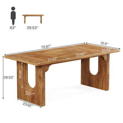 Dining Table for 6 to 8 People with Wood Pedestal Base,