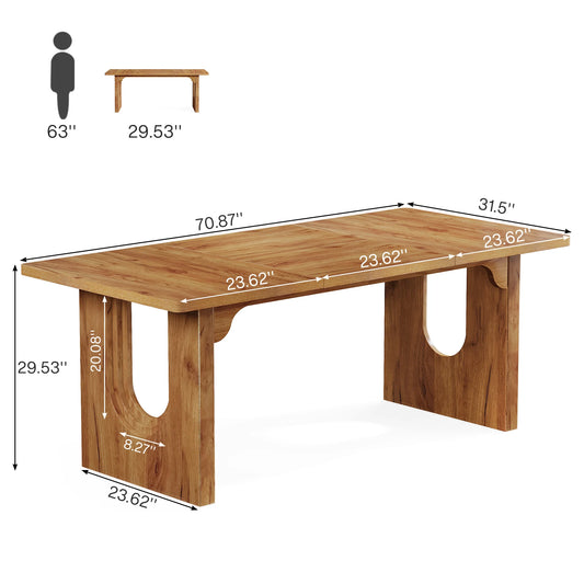 Dining Table for 6 to 8 People with Wood Pedestal Base,