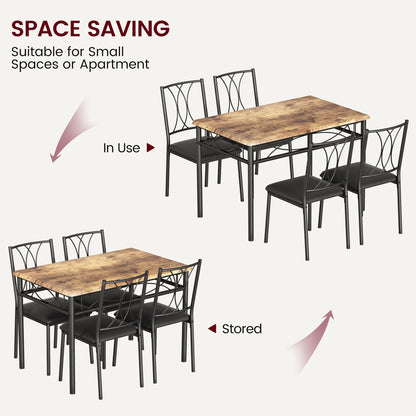 Rectangular Dining Table Set for 4, Kitchen Table w/Chairs