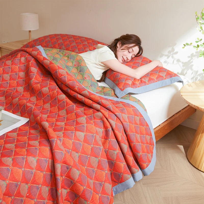 All - cotton three-layer gauze cover blankets