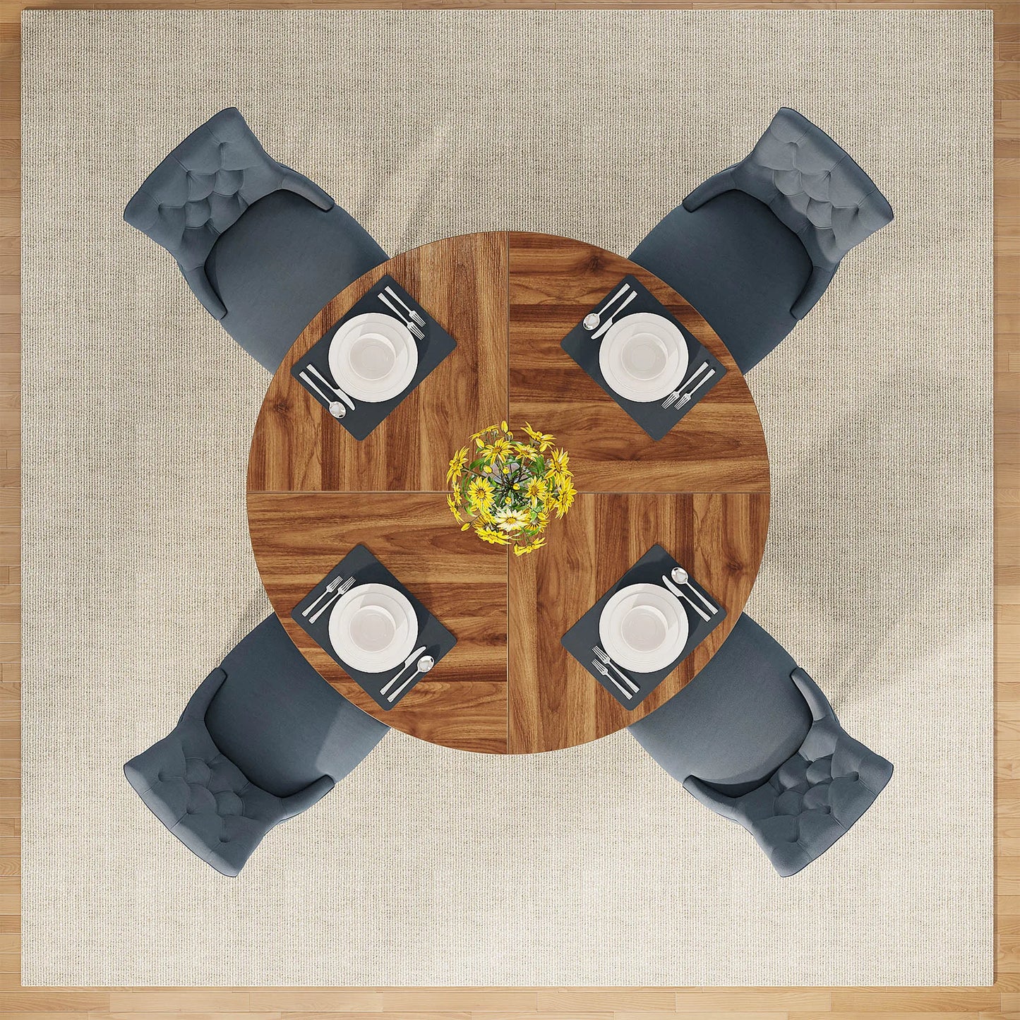 Round Dining Table for Farmhouse Kitchen