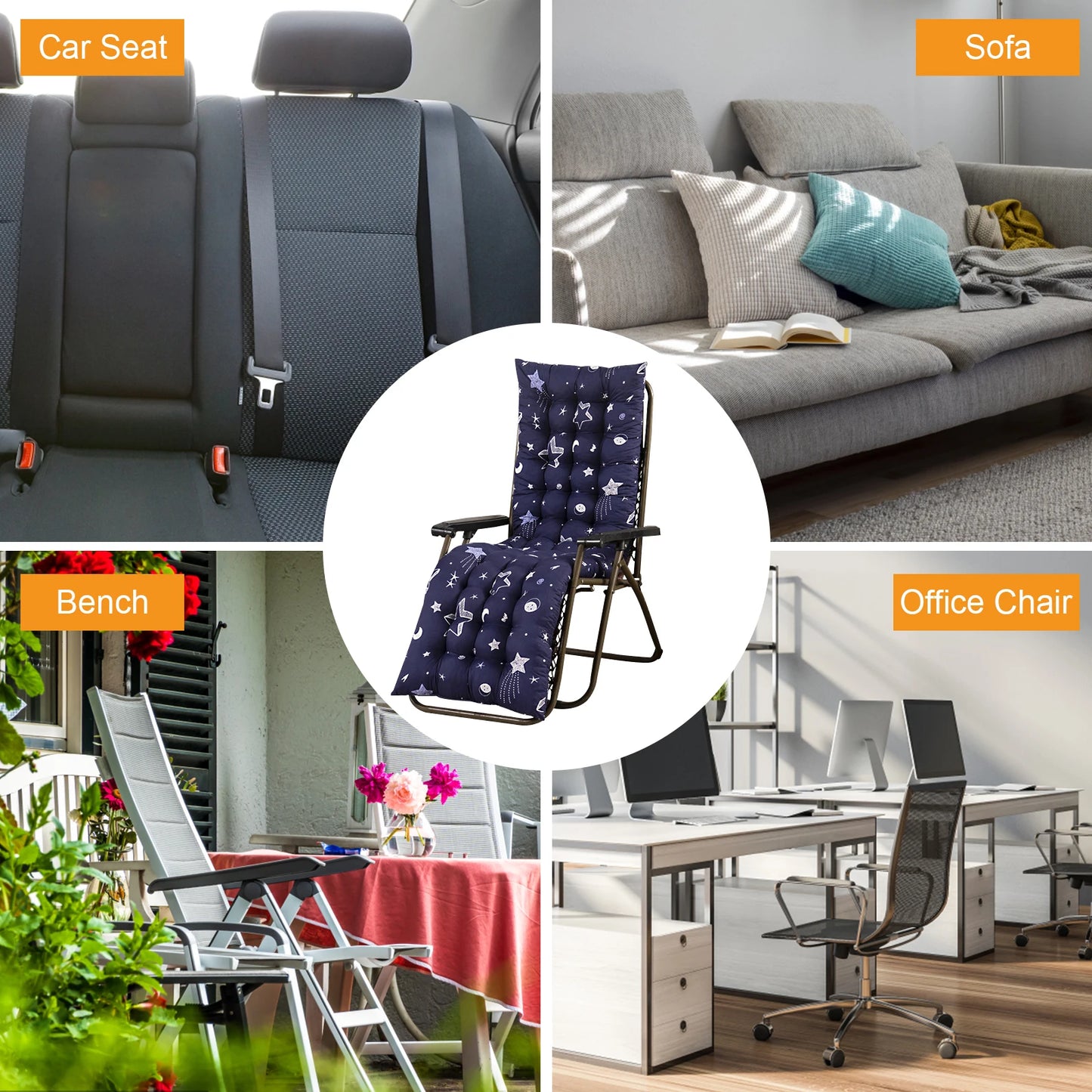 Patio Chaise Lounge Cushions: Indoor/Outdoor Recliner/Rocking Chair/Sofa