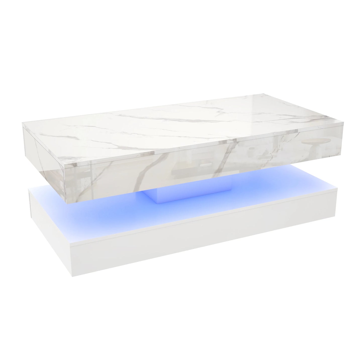 Modern Stylish Coffee Table with LED lights, Double-Layer Design with  Drawers