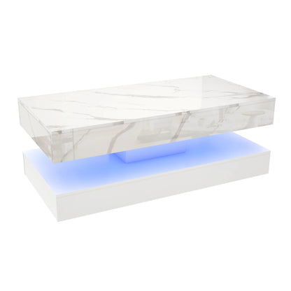 Modern Stylish Coffee Table with LED lights, Double-Layer Design with  Drawers