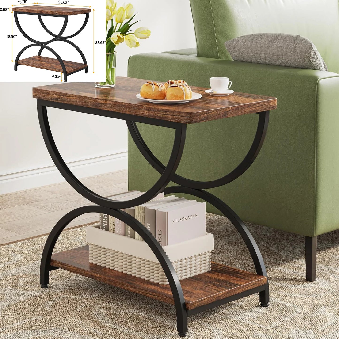 Round End Table, Small Nightstand for Living Room, Bedroom