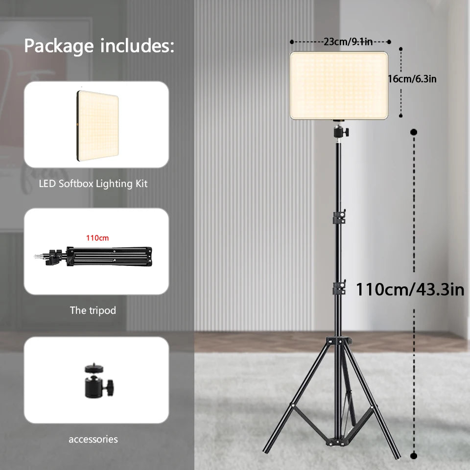 LED Video Lighting Selfie Light Photo Studio Lamp With Tripod to Shoot Live Streaming