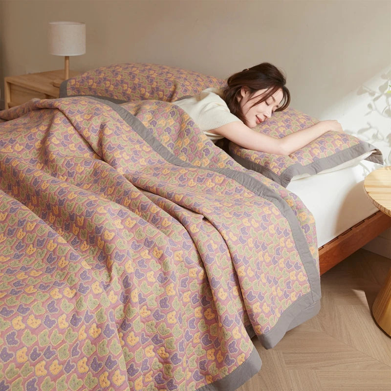 All - cotton three-layer gauze cover blankets