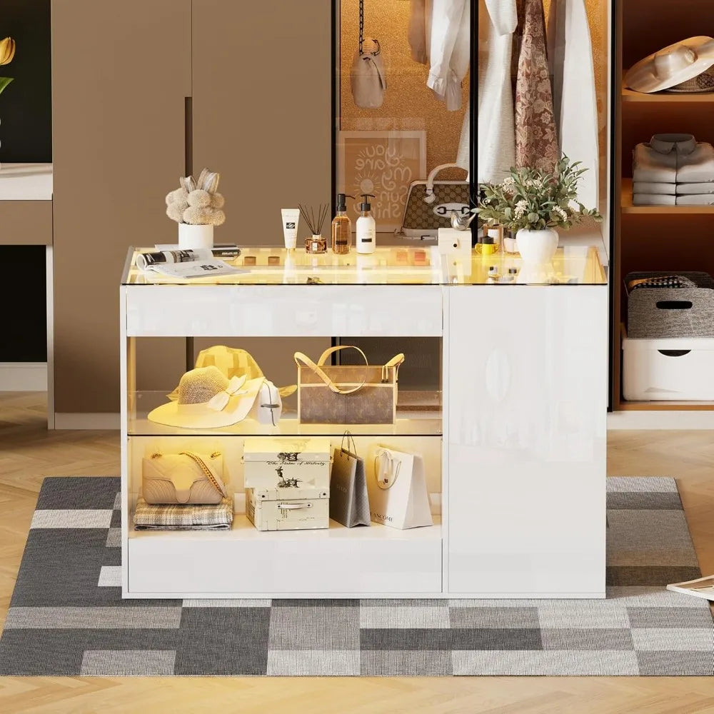 Island with Drawers, Armoire, Makeup Vanity