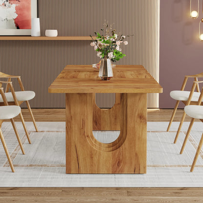 Dining Table for 6 to 8 People with Wood Pedestal Base,