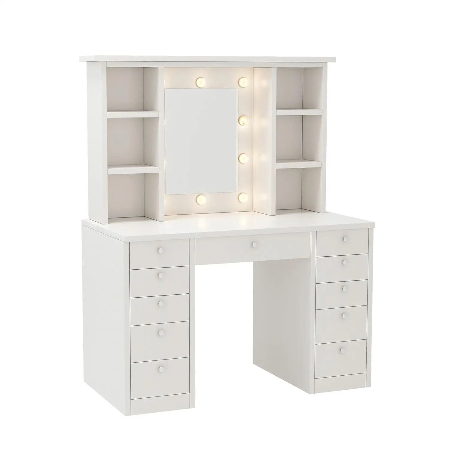 White Vanity Desk with 11 Drawers