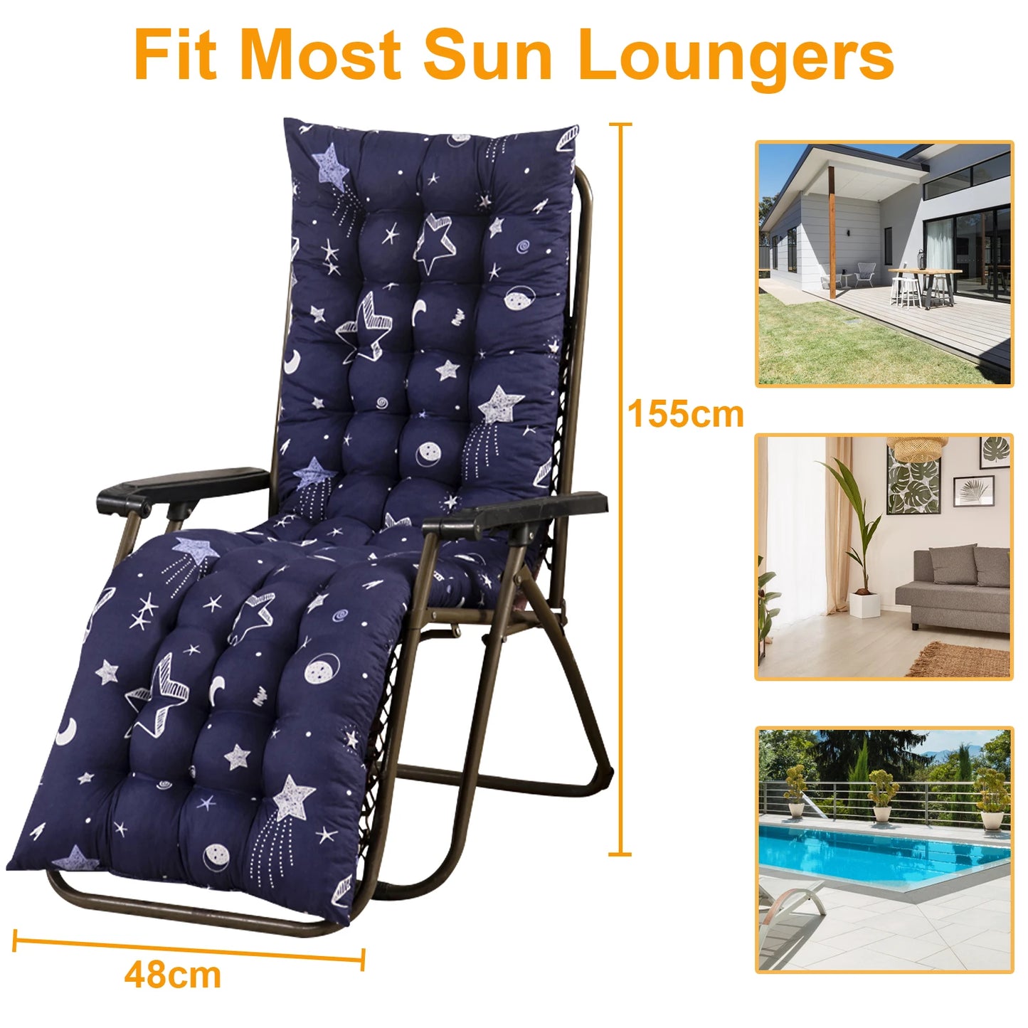 Patio Chaise Lounge Cushions: Indoor/Outdoor Recliner/Rocking Chair/Sofa