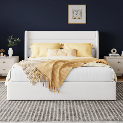 Lift Up Storage Bed with Wingback Headboard/Heavy-Duty Hydraulics