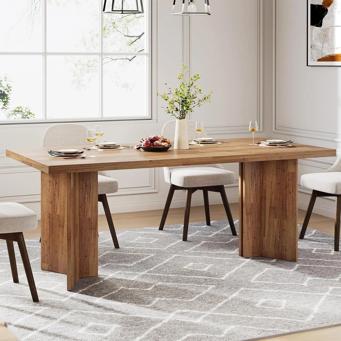 Farmhouse Kitchen Table with Large Tabletop